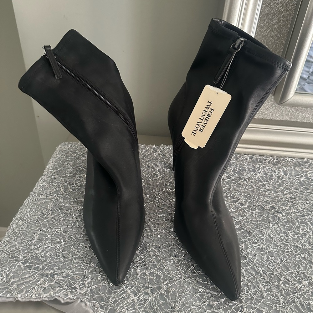 Tony Bianco Black Pointed Toe Stiletto Ankle Boots